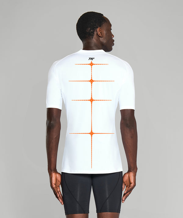 Men's Motion Pro Base Layer SS - White/Ochre