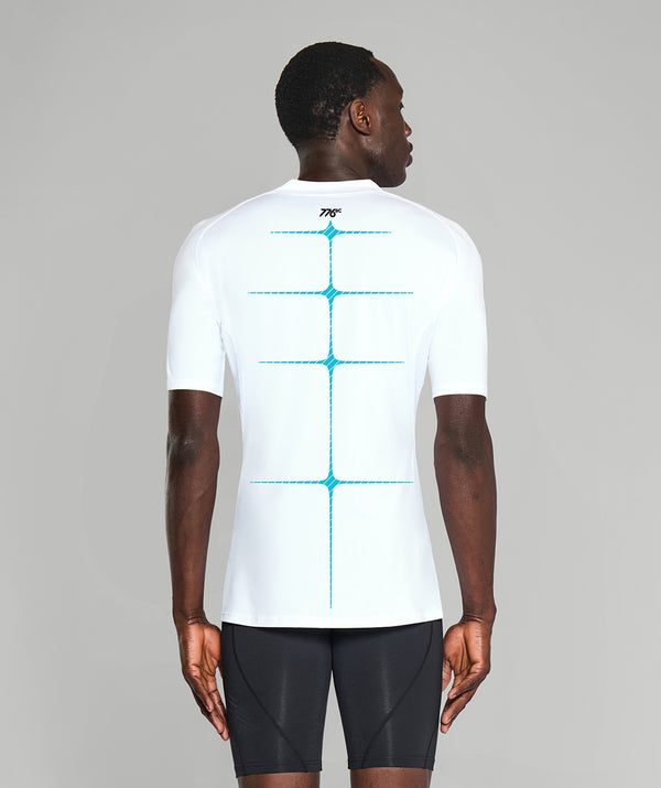 Men's Motion Pro Base Layer SS - White/Aqua