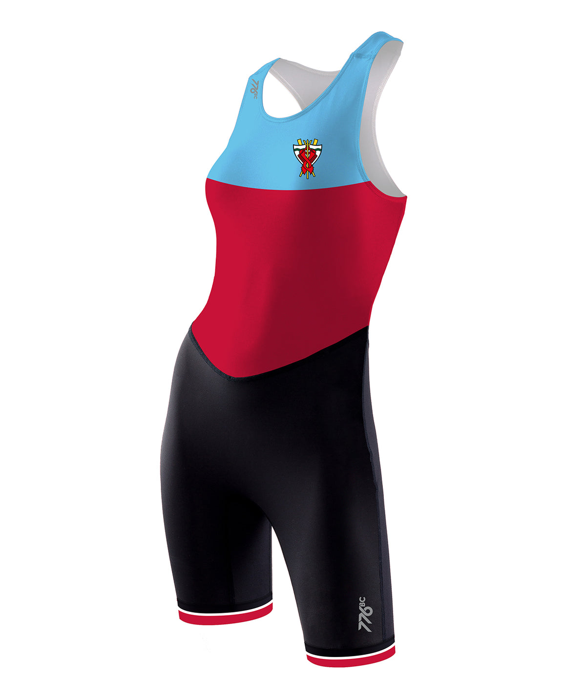 Women's Mercantile Rowing Club Training Streamline Leg Band Unisuit - Red/Black/Blue