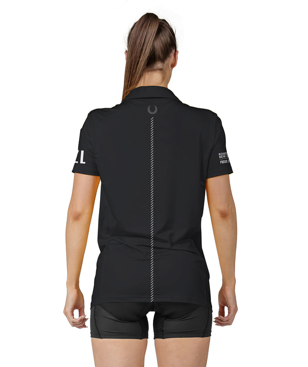 Women's Rowing NZ Supporter Polo SS - Black