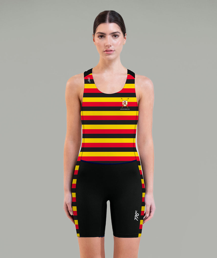 Women's Adelaide Rowing Club Sprint Unisuit - Black/Red/Yellow