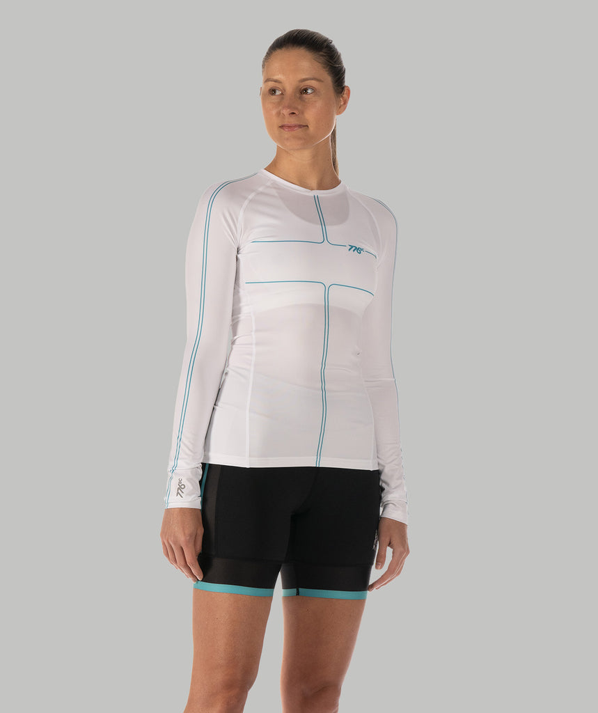 Women's Motion LS Base Layer - White/Capri