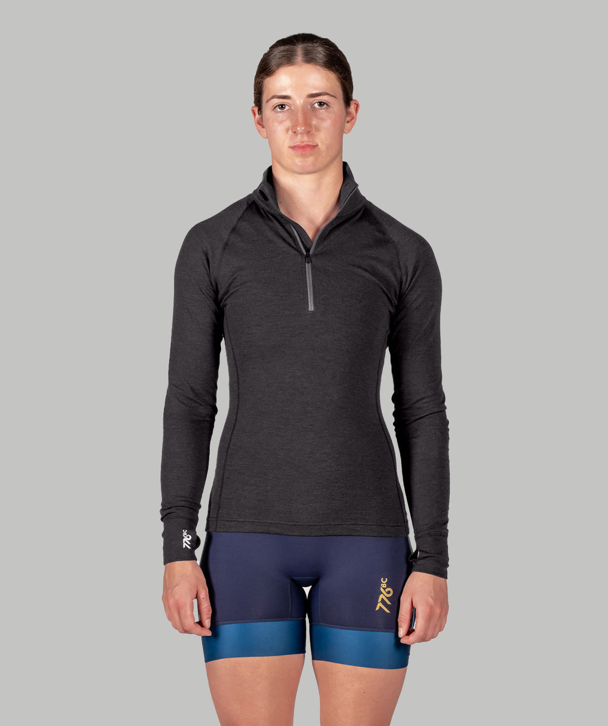 Women's Wreath Pro-Merino ¼ Zip - Black