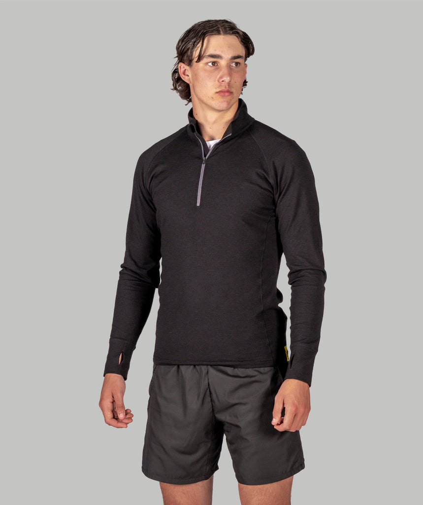 Men's Wreath Pro-Merino ¼ Zip - Black