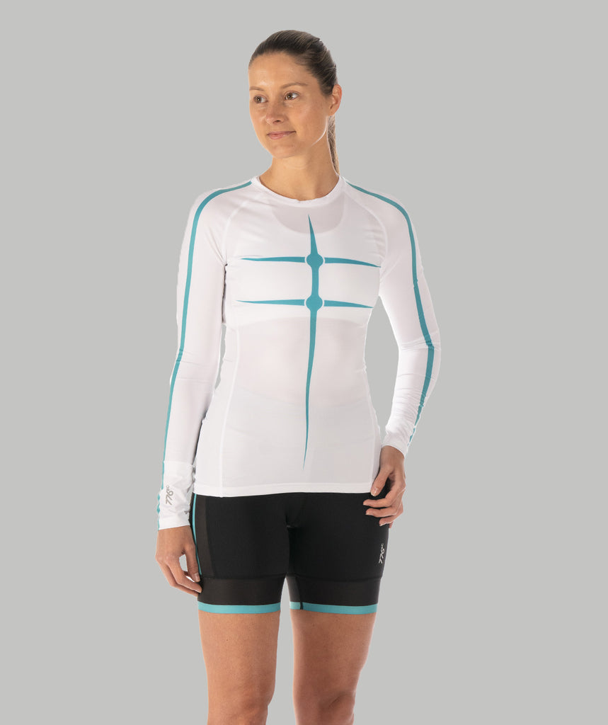 Women's Motion Pro LS Base Layer - White/Capri
