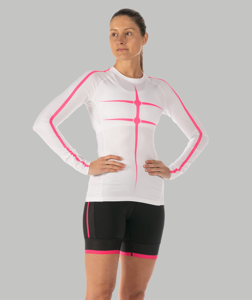 Women's Motion Pro LS Base Layer - White/Pink
