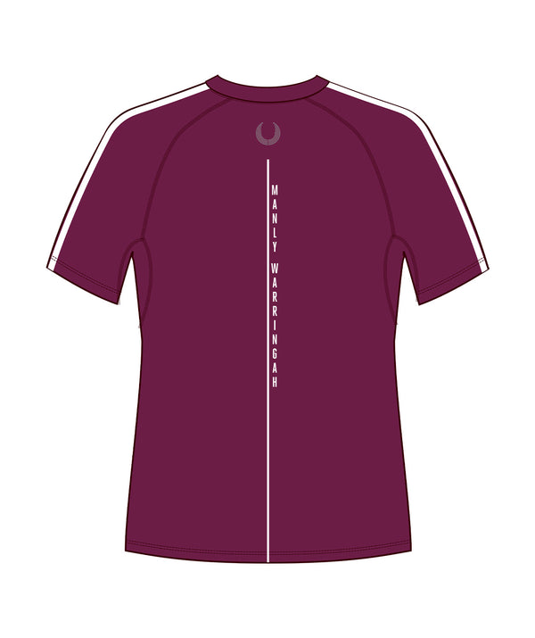 Men's Manly Warringah Kayak Club Base Layer SS - Maroon