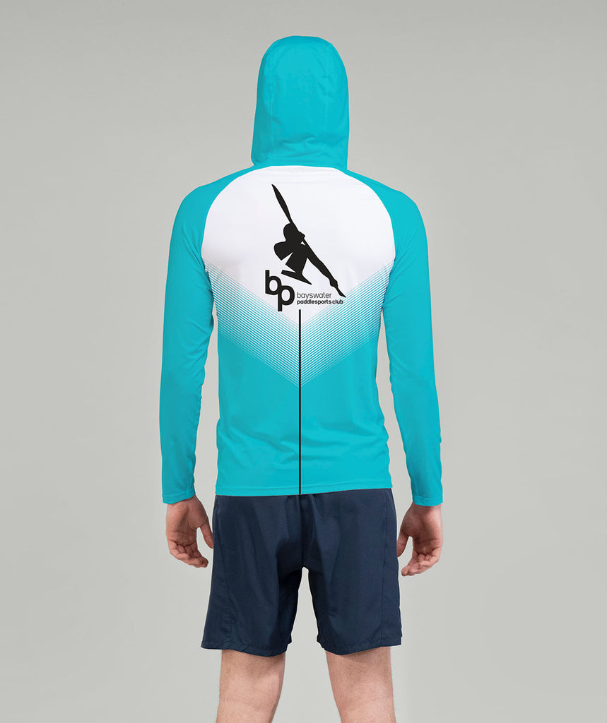 Men's Bayswater Paddlesports Club Sun Hoodie LS - White/Aqua