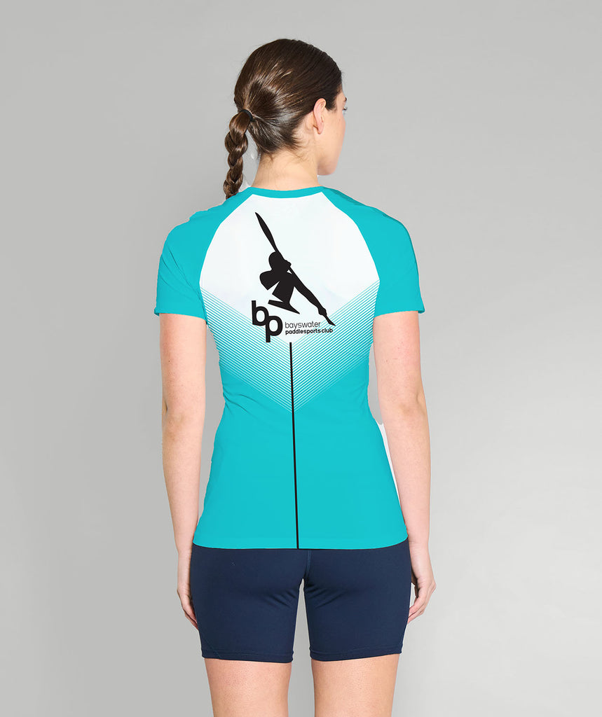 Women's Bayswater Paddlesports Club Base Layer SS - White/Aqua