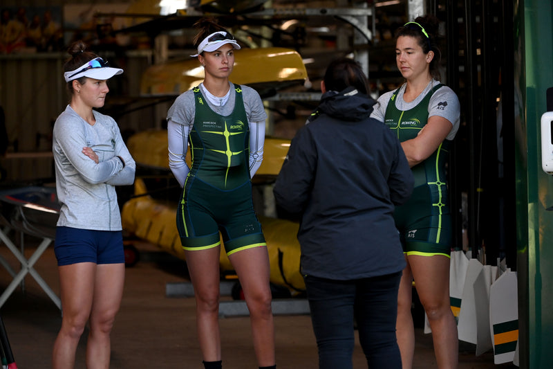 Athlete and product team reviewing kit together