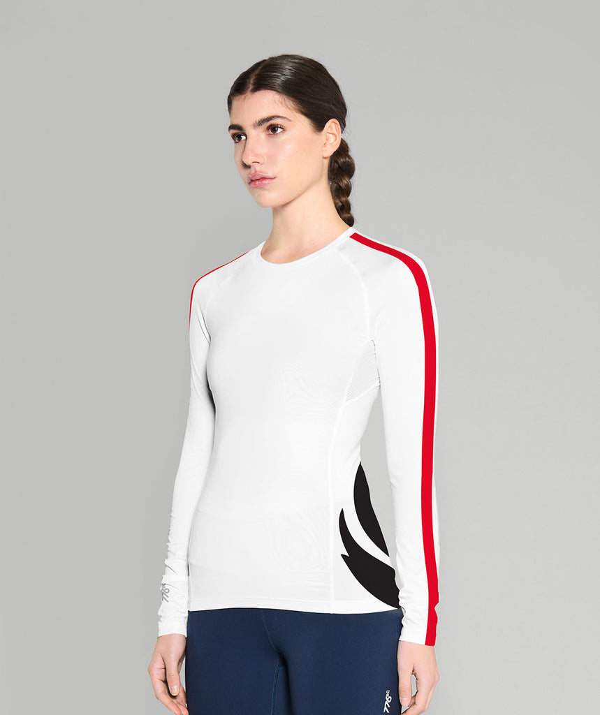 Women's Maroochy River Rowing Club Base Layer LS - White/Red