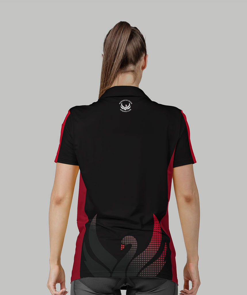 Women's Maroochy River Rowing Club Polo SS - Black/Red