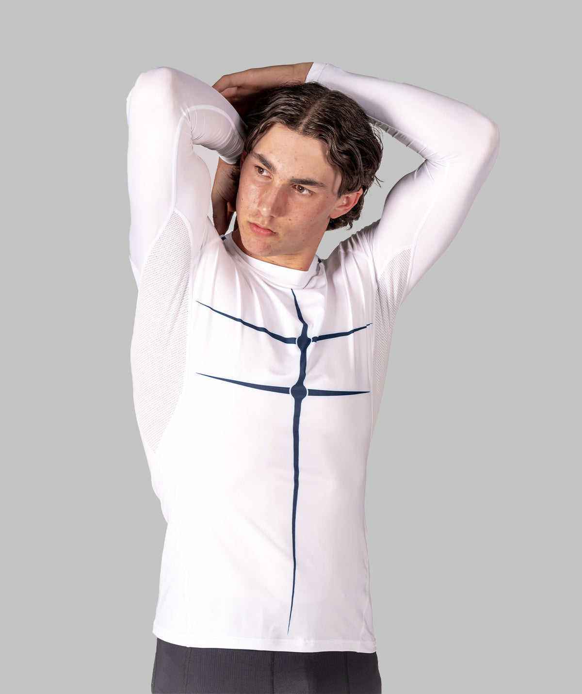 Men's Motion Pro LS Base Layer - White/Navy
