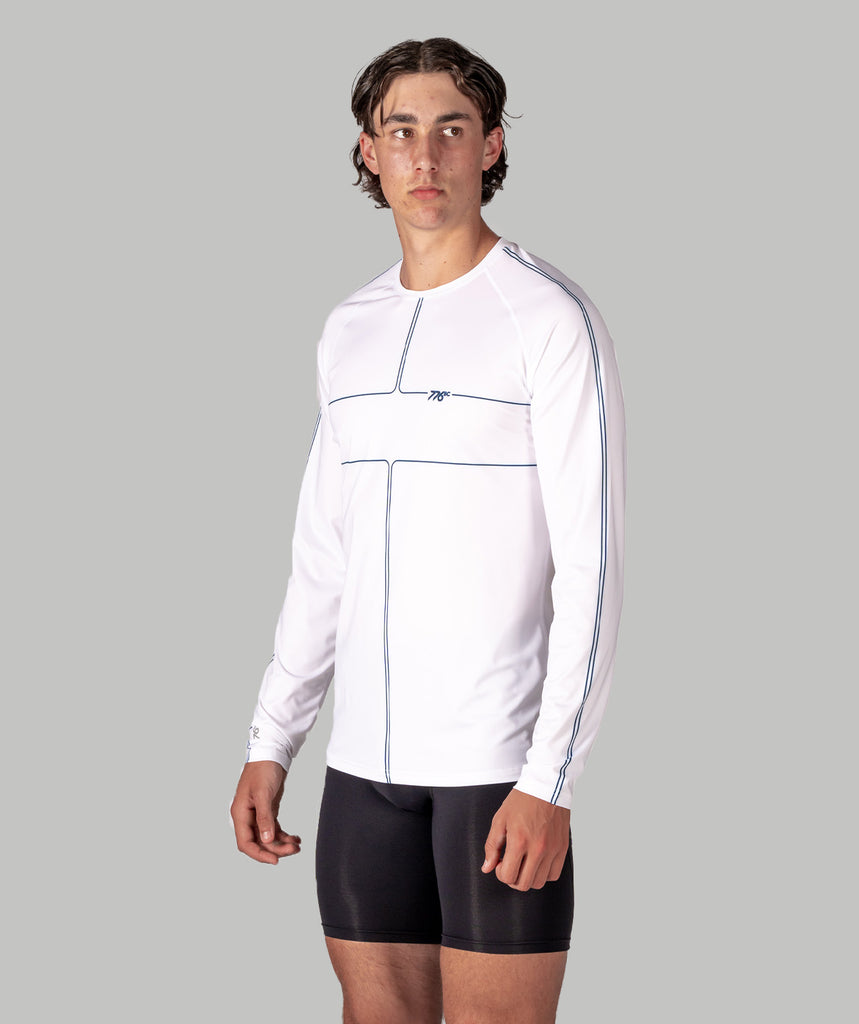 Men's Motion LS Training Base Layer - White/Navy