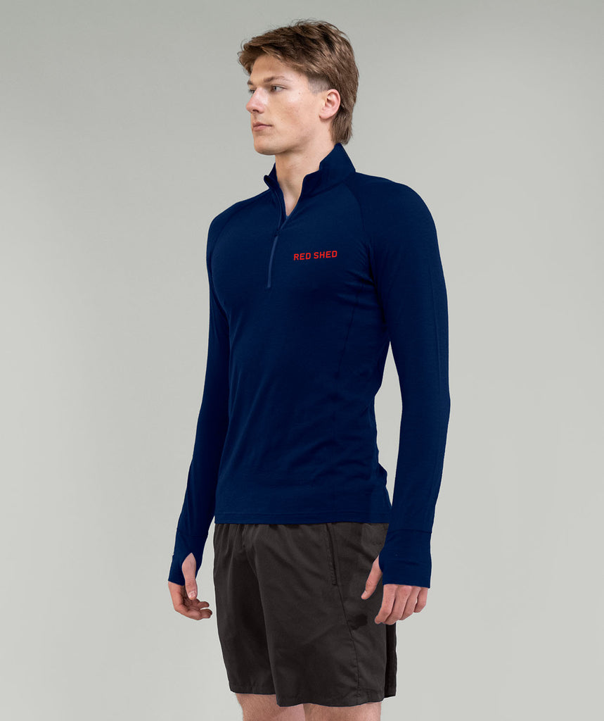 Men's Red Shed Pro-Merino 1/4 Zip LS - Navy