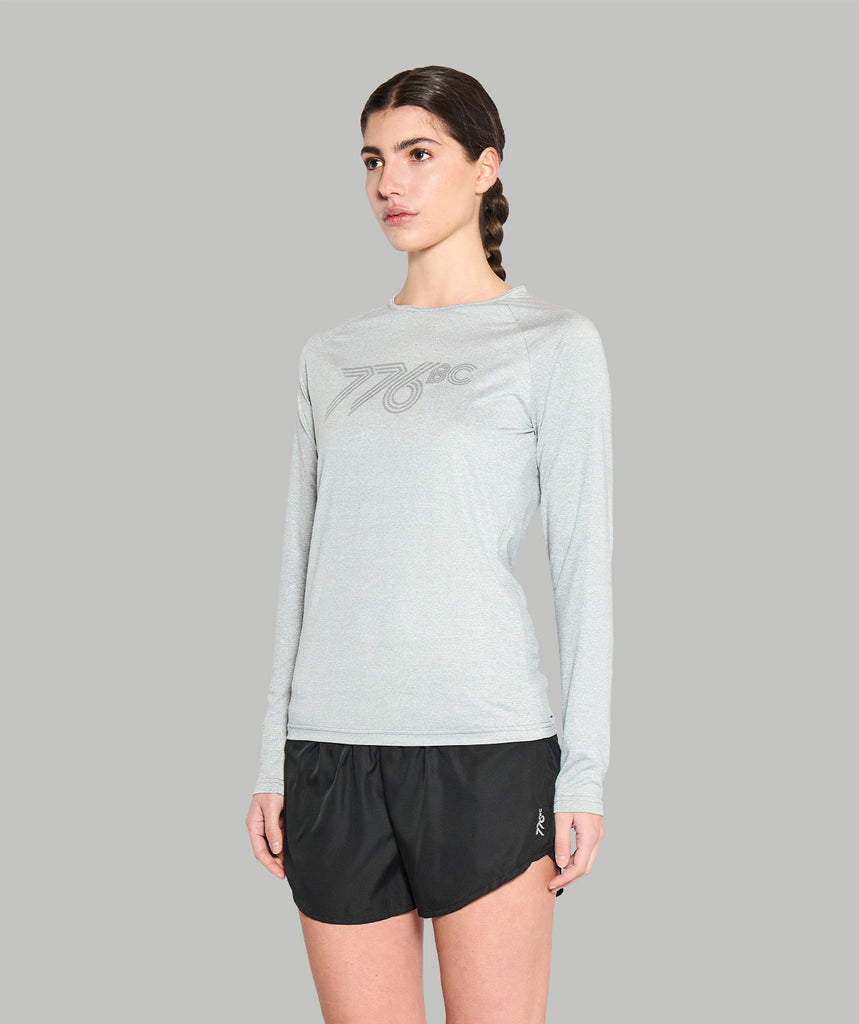 Women's Wreath Active LS T-Shirt - Grey Logo
