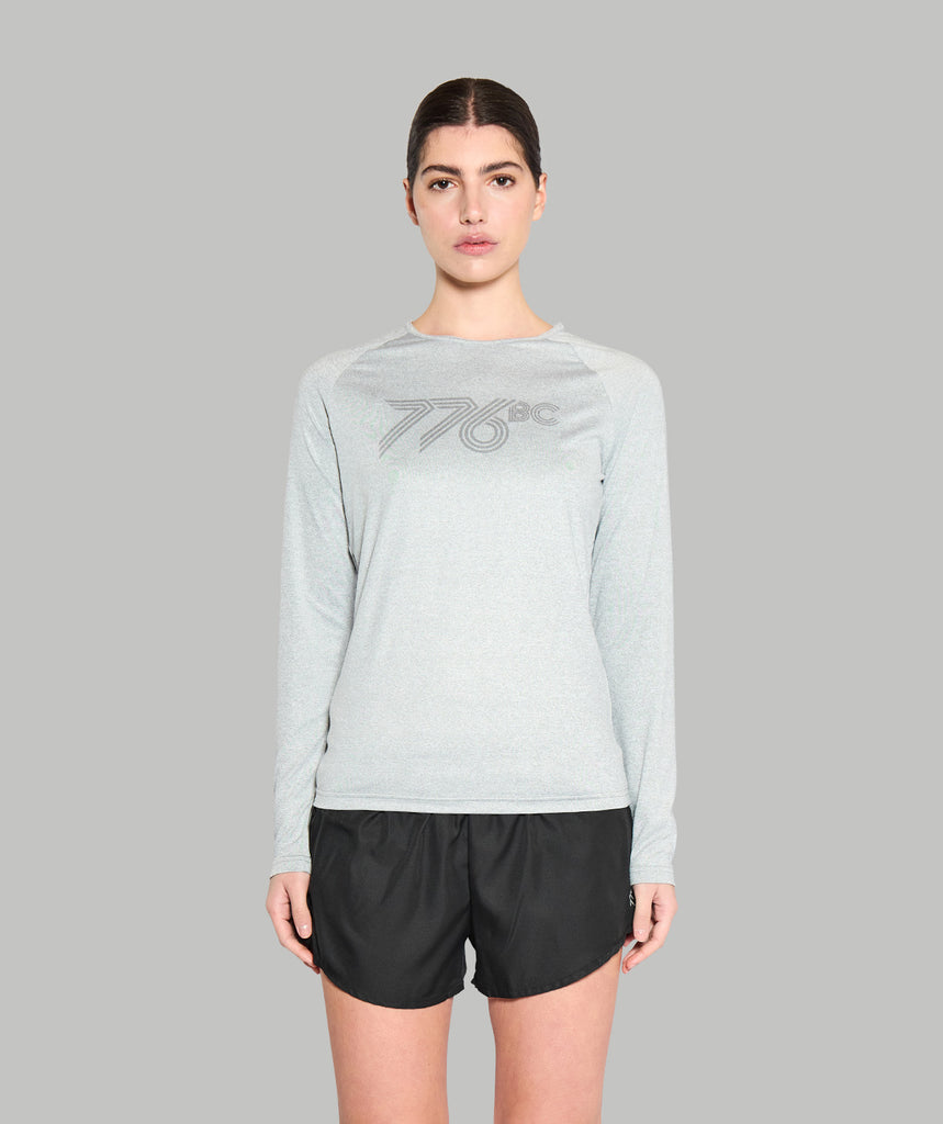 Women's Wreath Active LS T-Shirt - Grey Logo