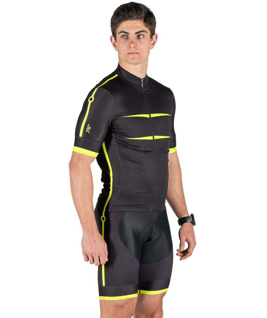 Men's Power Cycle Jersey - 776BC  - Black, Cycle Jersey, RETAIL, Yellow